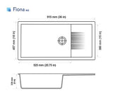 QUARTZ SINK 1.0 BOWL WITH DRAIN BOARD (DEPTH 9INCH) FIONA - NIRALI -  ( METALLIC BROWN - QUARTZ ELITE RANGE - 915x457 mm - 36inchX18inch )