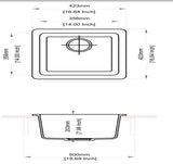 QUARTZ 1.0 BOWL W/O DRAIN BOARD (DEPTH 8INCH) - CARYSIL -  ( GRANITE CORNFLAKES - NEO SALSA - 423x423 mm - 16.65inchX16.65inch )