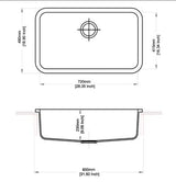QUARTZ 1.0 BOWL W/O DRAIN BOARD (DEPTH 8INCH) - CARYSIL -  ( GRANITE CRATER - JUMBO - 785x480 mm - 30inchX19inch )