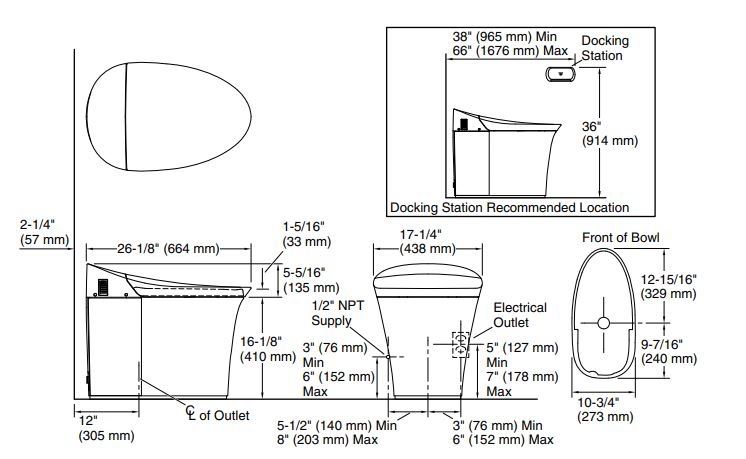 (PRUN)ONE PC ELEC.EWC S-TRAP 305MM W/SEAT CVR - KOHLER LUXURY -  ( WHITE - LUXURY - 0x0 mm - 0inchx0inch )