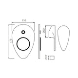 SINGLE LEVER EXPOSED PARTS KIT OF HI-FLOW DIVERTER - JAQUAR FAUCETS -  ( WHITE MATT - VIGNETTE PRIME - 0x15 mm - 0inchX0.5inch )