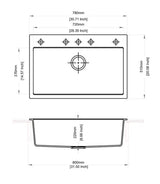 STD 1.0 BOWL(DEPTH 8INCH) - CARYSIL -  ( GRANITE CRATER - WALTZ-780 - 780x510 mm - 31inchX20inch )