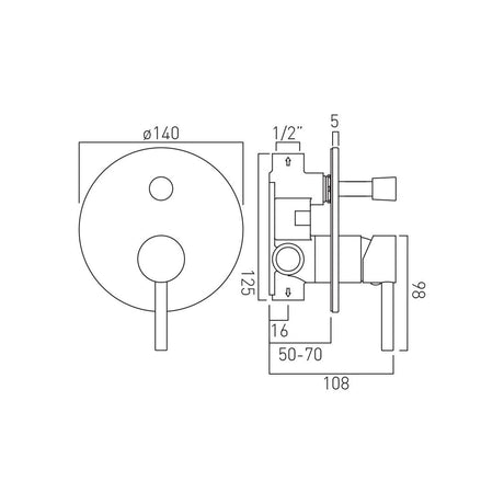 SL BATH MIXER SET(CONC.BODY & S.L.EXP.P) - VADO -  ( CHR - ZOO - 12x12 mm - 0.5inchX0.5inch )